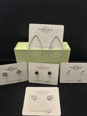 Park Lane Silver Teardrop Hoop Earrings with Assorted Stud Sets Bundle and Save!